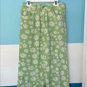 Floral Green Straight Leg Jeans